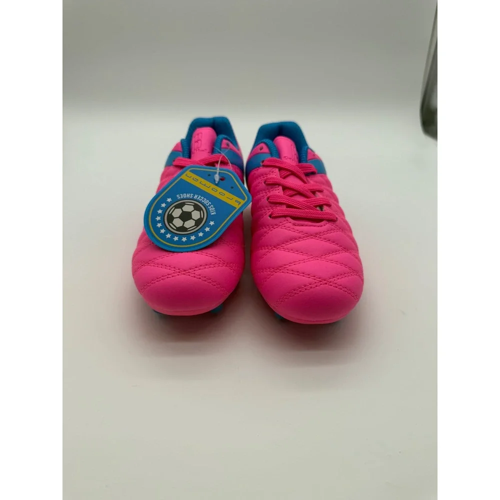 Bloomman Kids Soccer Cleats Hot Pink Blue Athletic Shoes Firm Ground Size 2 NEW